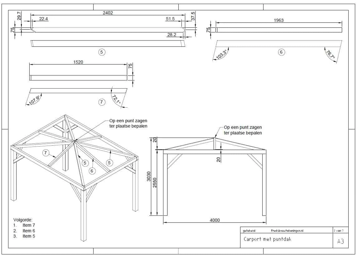 bouwtekening carport pdf (met puntdak)